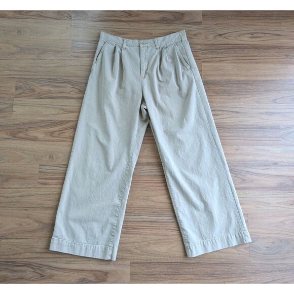 Pistola Wide Leg Pants 30 High Rise Tan Cotton Pleated Khakis Sesame A4 - Picture 3 of 13